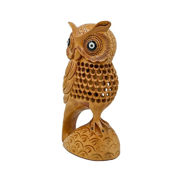 Wooden Handmade Carved Owl Statue (6inch) - Picture 2 of 4